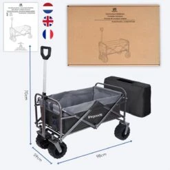 LifeGoods Bolderkar - Opvouwbaar - Tot 80KG - 94L - Wasbaar Polyester - 98x45cm - Zwart/Grijs -Camping Series Winkel 1200x1200 191