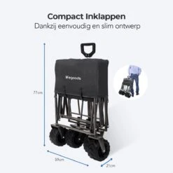 LifeGoods Bolderkar - Opvouwbaar - Tot 80KG - 94L - Wasbaar Polyester - 98x45cm - Zwart/Grijs -Camping Series Winkel 1200x1200 192