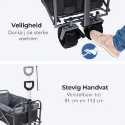 LifeGoods Bolderkar - Opvouwbaar - Tot 80KG - 94L - Wasbaar Polyester - 98x45cm - Zwart/Grijs -Camping Series Winkel 1200x1200 194