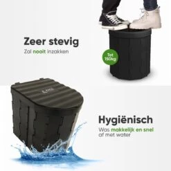 KNGZ Outdoor Gear – Camping Toilet – Nieuw Model – Biologisch Afbreekbare Zakjes – Opvouwbare Camping Toilet Met Deksel – Camping Toilet Hoge Zit – Draagbare WC Emmer Volwassen – Draagbaar Mobiel Potje – Nachtemmer – Opvouwbaar Toilet – Kamperen -Camping Series Winkel 1200x1200 223
