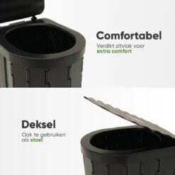 KNGZ Outdoor Gear – Camping Toilet – Nieuw Model – Biologisch Afbreekbare Zakjes – Opvouwbare Camping Toilet Met Deksel – Camping Toilet Hoge Zit – Draagbare WC Emmer Volwassen – Draagbaar Mobiel Potje – Nachtemmer – Opvouwbaar Toilet – Kamperen -Camping Series Winkel 1200x1200 224
