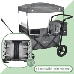 FableKids LEO X4Plus Opvouwbare Wagen Met Dak Fossil Grey -Camping Series Winkel 1200x1200 23