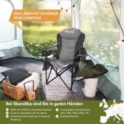 Skandika Relax Comfort Campingstoel - Campingstoel Opvouwbaar - Comfortabele Klapstoel Met Drinkhouder En Koelvak, Tot Max. 160 Kg, Opvouwbaar, Lichtgewicht | Vouwstoel Voor Kamperen, Camping, Festival, Vissen – Grijs -Camping Series Winkel 1200x1200 233