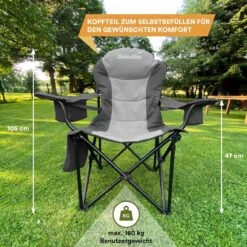 Skandika Relax Comfort Campingstoel - Campingstoel Opvouwbaar - Comfortabele Klapstoel Met Drinkhouder En Koelvak, Tot Max. 160 Kg, Opvouwbaar, Lichtgewicht | Vouwstoel Voor Kamperen, Camping, Festival, Vissen – Grijs -Camping Series Winkel 1200x1200 235