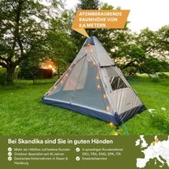Skandika Tipi Kotona Air Opblaasbare Tent – Opblaasbare Tenten - 4 Persoons Tipi Tent – Tenten - Campingtent – Ingenaaide Tentvloer – Muggengaas – 260 Cm Stahoogte – 490 X 370 X 260 (L X B X H) – Outdoor, Camping, Tuin – Luchttent - Kamperen - Beige -Camping Series Winkel 1200x1200 256