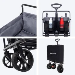 LifeGoods Bolderkar - Opvouwbaar - Tot 120KG - 103L - Extra Draagtas En Duwstang - Wasbaar Polyester - 98x45cm - Zwart/Grijs -Camping Series Winkel 1200x1200 297