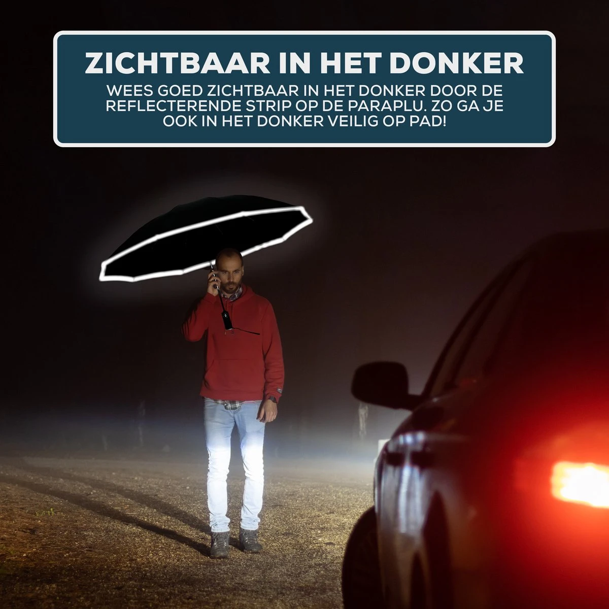 Stormparaplu - Opvouwbaar - 105 CM - Paraplu - Automatisch In En Uit Klapbaar - Stormbestendig Tot 140 Km/h - Luxe Beschermhoes 5 Stormparaplu - Opvouwbaar - 105 CM - Paraplu - Automatisch In En Uit Klapbaar - Stormbestendig Tot 140 Km/h - Luxe Beschermhoes - Afbeelding 4