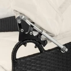 Casaria Polyrattan Zonne-Eiland Ø185cm – Incl. Kussens - Zwart Crème -Camping Series Winkel 1200x1200 397