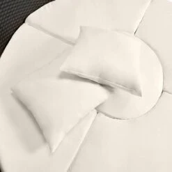 Casaria Polyrattan Zonne-Eiland Ø185cm – Incl. Kussens - Zwart Crème -Camping Series Winkel 1200x1200 401