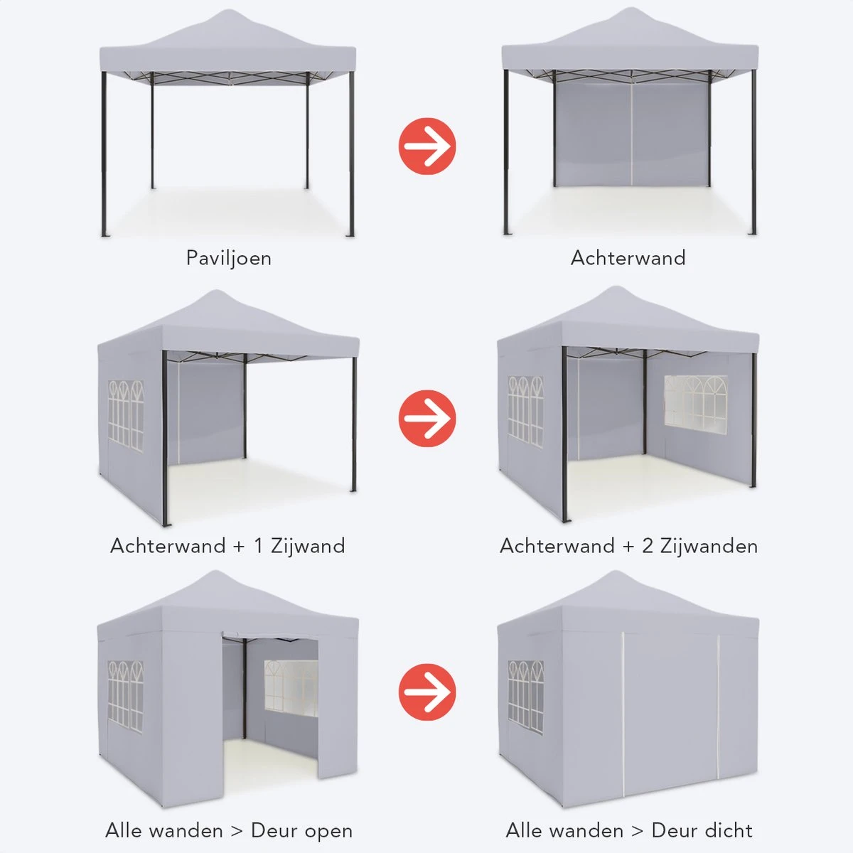 LifeGoods Partytent - 3x3 M - Zijwanden - Easy Up - Opvouwbaar - Waterdicht - Draagtas Met Wieltjes - Donkergrijs 4 LifeGoods Partytent - 3x3 M - Zijwanden - Easy Up - Opvouwbaar - Waterdicht - Draagtas Met Wieltjes - Donkergrijs - Afbeelding 2