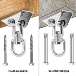 Luxe Ophangsysteem - 180° Schommelen, 360° Roteerbaar - Plafondhaak - Ophanghaak - Hangstoel Buiten - Hangstoel Binnen – Schommelstoel - Schommel - Bokszakken - RVS - Nederlandse Handleiding - -Camping Series Winkel 1200x1200 422