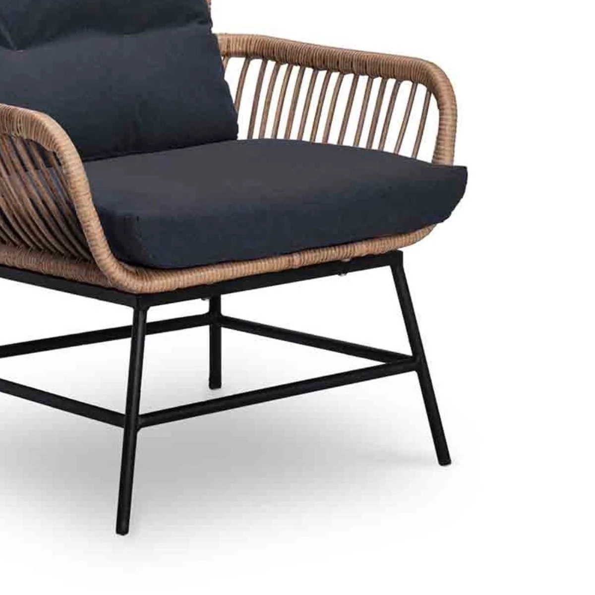 BUITEN Living Dex Wicker Loungestoel Tuin Incl. Wicker Voetenbank | Wicker + Aluminium | Bamboe Antraciet 14 BUITEN Living Dex Wicker Loungestoel Tuin Incl. Wicker Voetenbank | Wicker + Aluminium | Bamboe Antraciet - Afbeelding 12