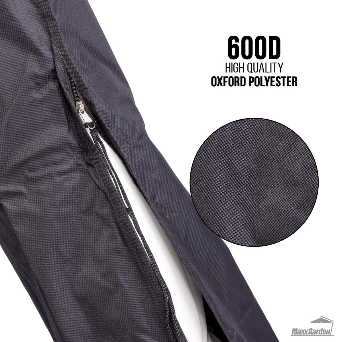 MaxxGarden Parasolhoes - Afdekhoes Voor Zweefparasol - Beschermhoes - 200-400 Cm - Met Rits En Trekkoord - Zwart 6 MaxxGarden Parasolhoes - Afdekhoes Voor Zweefparasol - Beschermhoes - 200-400 Cm - Met Rits En Trekkoord - Zwart - Afbeelding 4