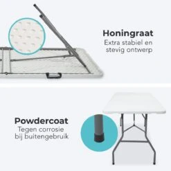 LifeGoods Klaptafel - Inklapbaar - 70x180cm - Verstelbare Vouwtafel - Weerbestendig - Wit -Camping Series Winkel 1200x1200 453