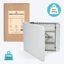 LifeGoods Klaptafel - Inklapbaar - 70x180cm - Verstelbare Vouwtafel - Weerbestendig - Wit -Camping Series Winkel 1200x1200 454