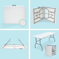LifeGoods Klaptafel - Inklapbaar - 70x180cm - Verstelbare Vouwtafel - Weerbestendig - Wit -Camping Series Winkel 1200x1200 455