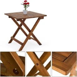 Merkloos EezyLife Houten Bijzettafel - 46x46x46cm - Acacia Hout - Tuintafel -Camping Series Winkel 1200x1200 463