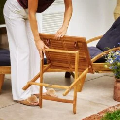 Merkloos EezyLife Houten Bijzettafel - 46x46x46cm - Acacia Hout - Tuintafel -Camping Series Winkel 1200x1200 464