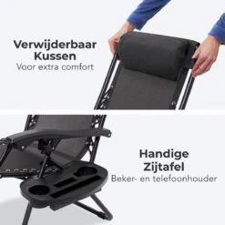 LifeGoods Opvouwbare Tuinstoelen - Verstelbaar Zonnescherm - 2 Stuks - 30°-90° Verstelbaar - Metaal - Zwart -Camping Series Winkel 1200x1200 475