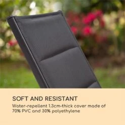 Blumfeldt Renazzo Lounge Ligstoel - Ligbed Voor De Tuin - Aluminium Tuinstoel - 6 Standen - Waterafstotend - Bekleding Van 70 % Pvc En 30 % Polyetheen - Zwart -Camping Series Winkel 1200x1200 501