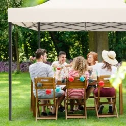 LifeGoods Partytent - 3x3 M - Zijwanden - Easy Up - Opvouwbaar - Waterdicht - Draagtas Met Wieltjes - Beige -Camping Series Winkel 1200x1200 515