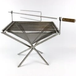 Firekorf + Grill + Spit : Opvouwbare Vuurkorf / Vuurschaal Met Rooster En Spit - Draagbare BBQ - Opbergtas - Kampeer Grill - Kookset