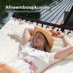 Vita5 Hangmat Met Standaard En Spreidstok – 2 Persoons – Incl. Bekerhouder - Afneembaar Kussen – Uv-bestendig – Beige -Camping Series Winkel 1200x1200 565