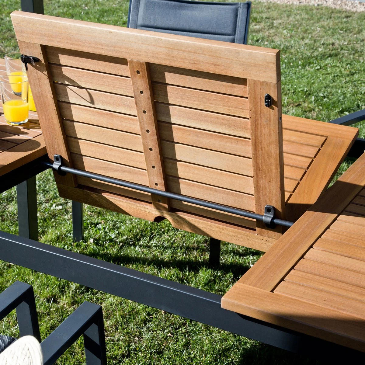 NATERIAL - Uitschuifbare Tuintafel ORIS - Uitschuifbare Tafel Voor 6 Tot 8 Personen - 180-240x100 Cm - Aluminium - Hout Eucalyptus 9 NATERIAL - Uitschuifbare Tuintafel ORIS - Uitschuifbare Tafel Voor 6 Tot 8 Personen - 180-240x100 Cm - Aluminium - Hout Eucalyptus - Afbeelding 7