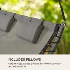 Blumfeldt Palermo Schommelbank - Hollywoodschommel 130 X 207 Cm - Ligbed Met Dak - Schommelstoel Voor 2 Personen - Tuinbank Inclusief Nekkussens - Stalen Frame En Polyester Dak - Grijs -Camping Series Winkel 1200x1200 580