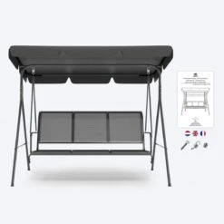 LifeGoods Schommelbank - 3-zits - Tot 250KG - Kantelbaar Dak - UV-bestendig Zonnescherm - 172x104x162cm - Grijs 18 LifeGoods Schommelbank - 3-zits - Tot 250KG - Kantelbaar Dak - UV-bestendig Zonnescherm - 172x104x162cm - Grijs -Camping Series Winkel 1200x1200 597