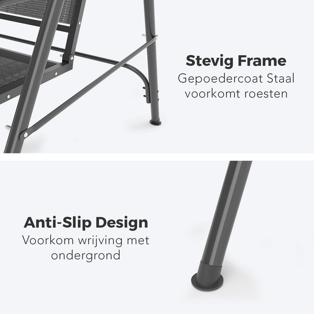 LifeGoods Schommelbank - 3-zits - Tot 250KG - Kantelbaar Dak - UV-bestendig Zonnescherm - 172x104x162cm - Grijs 11 LifeGoods Schommelbank - 3-zits - Tot 250KG - Kantelbaar Dak - UV-bestendig Zonnescherm - 172x104x162cm - Grijs - Afbeelding 9