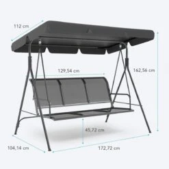 LifeGoods Schommelbank - 3-zits - Tot 250KG - Kantelbaar Dak - UV-bestendig Zonnescherm - 172x104x162cm - Grijs 21 LifeGoods Schommelbank - 3-zits - Tot 250KG - Kantelbaar Dak - UV-bestendig Zonnescherm - 172x104x162cm - Grijs -Camping Series Winkel 1200x1200 600