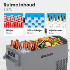 Auronic Elektrische Koelbox - 30.4L - Compressor - 12V En 240V - Grijs -Camping Series Winkel 1200x1200 61