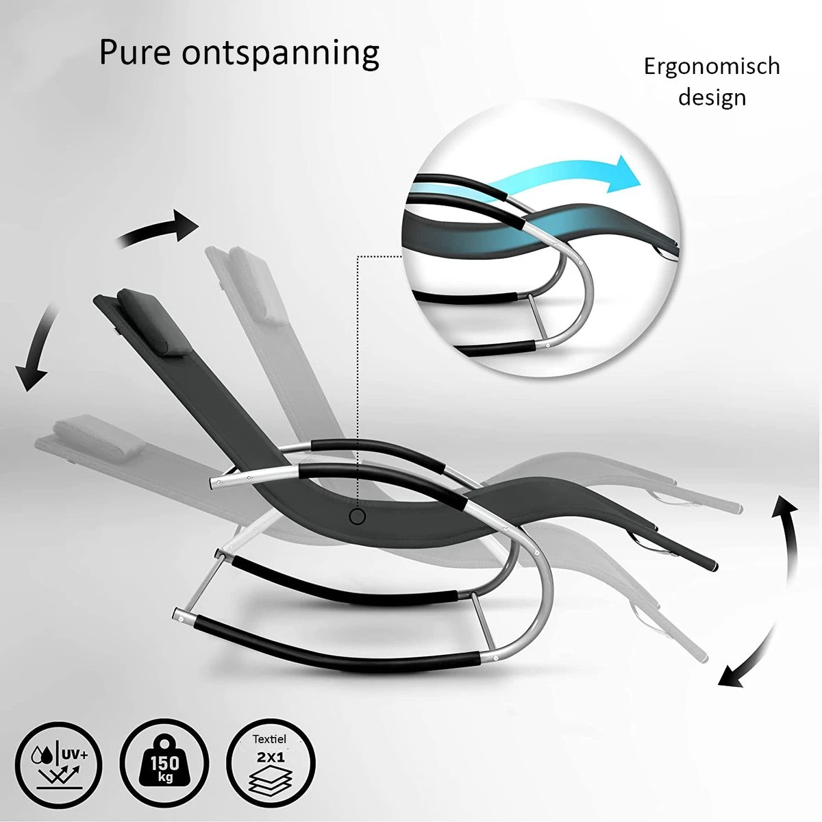 Sens Design Zonnebed - Ligbed - Weerbestendig - Antraciet 6 Sens Design Zonnebed - Ligbed - Weerbestendig - Antraciet - Afbeelding 4