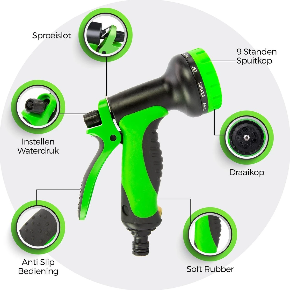 MD-Goods ® Super Sterk Uitrekbare Tuinslang Tot 30 Meter + GRATIS Tas En Koppelstuk - Tuinsproeier - Tuin Besproeien - Waterslang - Sproeikop - Groen - Flexibel Elastisch 4 MD-Goods ® Super Sterk Uitrekbare Tuinslang Tot 30 Meter + GRATIS Tas En Koppelstuk - Tuinsproeier - Tuin Besproeien - Waterslang - Sproeikop - Groen - Flexibel Elastisch - Afbeelding 2