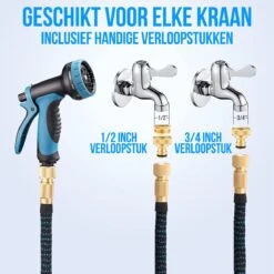 Strex Flexibele Tuinslang 15M Met Sproeikop - Uitrekbaar - Incl. Koppelingen, Ophanghaak & Opbergzak -Camping Series Winkel 1200x1200 662