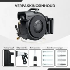 Buxibo - Wandslangenbox 20 Meter + 2 Meter - Tuinslang Met Haspel - 9 Sproei Standen - Slangenhouder 180° Draaibaar - Tuinslanghaspel Zwart+ Gratis Sproeier - Zwart -Camping Series Winkel 1200x1200 680
