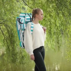 Strandstoel Met Afneembare Hoofdsteun, Draagbare Klapstoel, Campingstoel, Rugleuning Tot 180° Verstelbaar, Met Bekerhouder En Zijvak, Groene En Witte Strepen GCB62JW -Camping Series Winkel 1200x1200 71