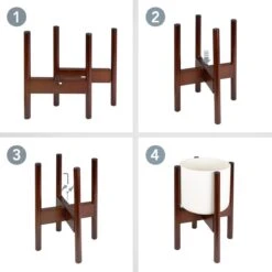 LifeGoods Planten Standaard - Uitschuifbare Bloempothouder - 20 Tot 30 Cm - Donker Bamboe -Camping Series Winkel 1200x1200 807