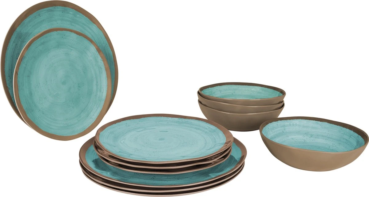 Bo-Camp Servies Halo - 12 Delig Melamine - Aqua 3 Bo-Camp Servies Halo - 12 Delig Melamine - Aqua