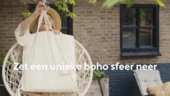 Vita5 Macramé Hangstoel - Voor Binnen En Buiten - Zonder Standaard - Incl. Kussen, Boekenvak En Beschermhoes - Tot 150kg - Beige -Camping Series Winkel 1200x675 11