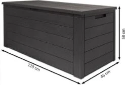 Merkloos Woody Tuin Opbergbox - 324 Liter 45x120x60 Cm - Tuinkussenbox - Antraciet/bruin -Camping Series Winkel 1200x823