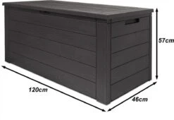 Merkloos Woody Tuin Opbergbox - 324 Liter 45x120x60 Cm - Tuinkussenbox - Antraciet/bruin -Camping Series Winkel 1200x826 3
