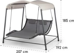 Blumfeldt Palermo Schommelbank - Hollywoodschommel 130 X 207 Cm - Ligbed Met Dak - Schommelstoel Voor 2 Personen - Tuinbank Inclusief Nekkussens - Stalen Frame En Polyester Dak - Grijs -Camping Series Winkel 1200x854