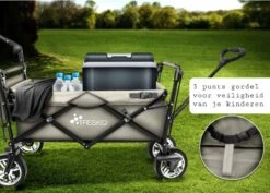 Wildebeest Bolderkar Opvouwbaar Grijs - Bolderwagen Met Kinder Zitje - Bolderkarren - Handkar Grijs - Opvouwbaar Transportwagen - Transportkar - Handkar Tuin Trolley Met Dak Transport Trolley XXL -Camping Series Winkel 1200x861