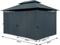 Casaria Paviljoen Topas 3x4m - UV-bescherming 50+ - Antraciet -Camping Series Winkel 1200x898