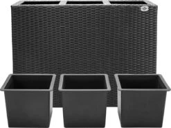 Casaria Staande Plantenbak – Met Waterafvoer 83x30,5x60cm - Zwart -Camping Series Winkel 1200x900 42