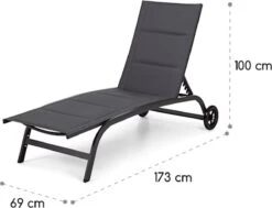 Blumfeldt Limala Tuinstoel - Ligstoel - Relaxstoel - Rugleuning In 6 Standen Verstelbaar - 2 Vielen - Draagkracht: Max. 150 Kg -Camping Series Winkel 1200x918