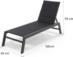 Blumfeldt Renazzo Lounge Ligstoel - Ligbed Voor De Tuin - Aluminium Tuinstoel - 6 Standen - Waterafstotend - Bekleding Van 70 % Pvc En 30 % Polyetheen - Zwart -Camping Series Winkel 1200x940