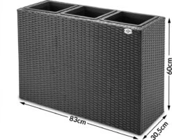 Casaria Staande Plantenbak – Met Waterafvoer 83x30,5x60cm - Zwart -Camping Series Winkel 1200x976 1